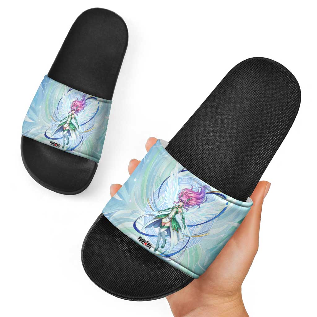 Wendy Marvell Fairy Tail Slide Sandals Sky Dragon Anime Style with Pastel Wind and Wing Motif