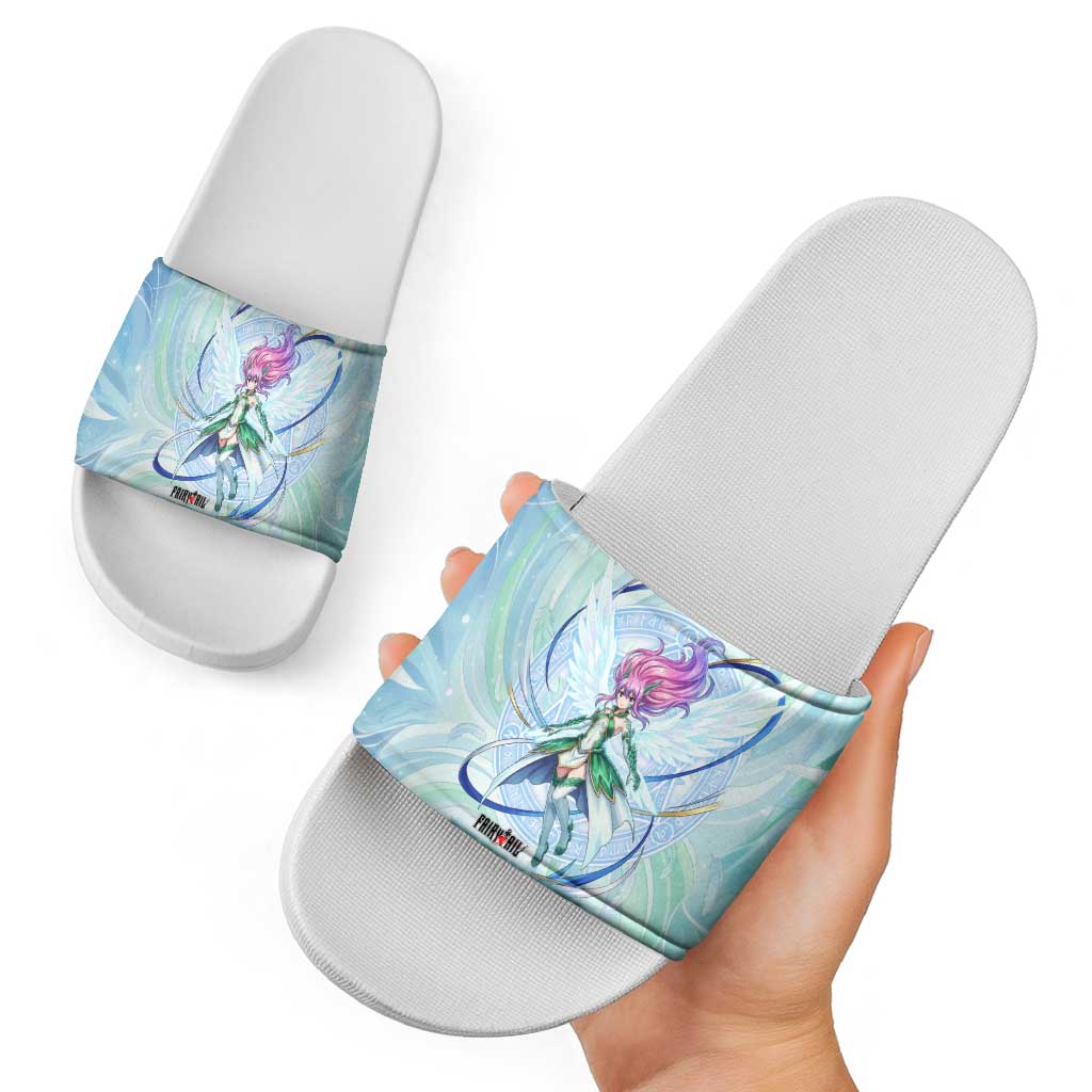 Wendy Marvell Fairy Tail Slide Sandals Sky Dragon Anime Style with Pastel Wind and Wing Motif