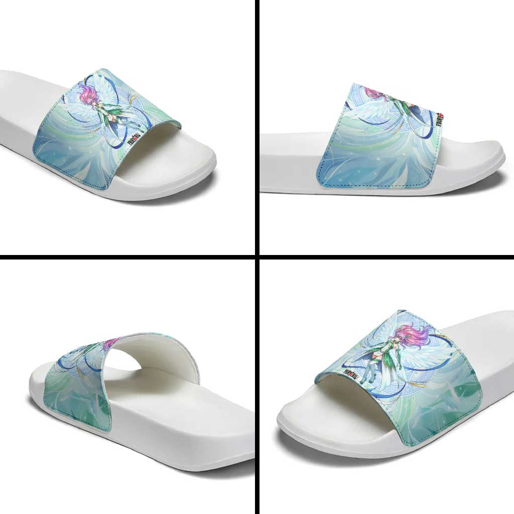 Wendy Marvell Fairy Tail Slide Sandals Sky Dragon Anime Style with Pastel Wind and Wing Motif