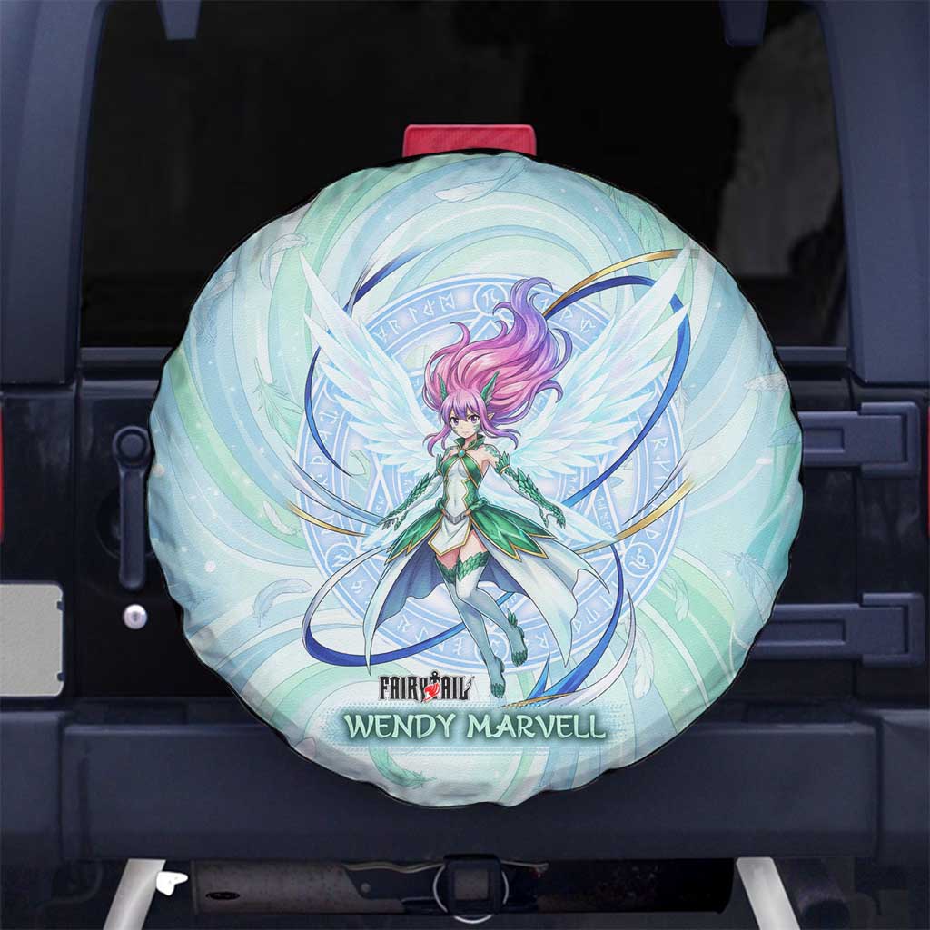 Wendy Marvell Fairy Tail Spare Tire Cover Sky Dragon Anime Style with Pastel Wind and Wing Motif