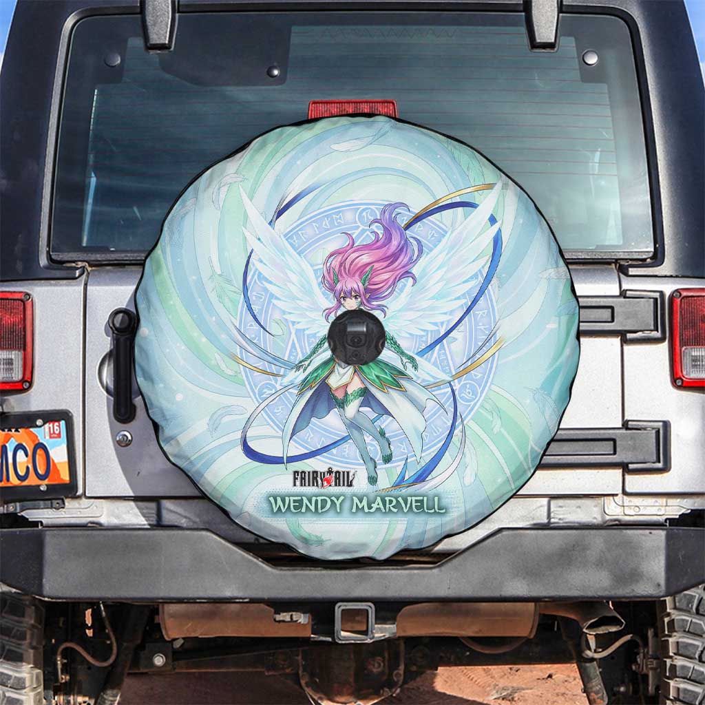 Wendy Marvell Fairy Tail Spare Tire Cover Sky Dragon Anime Style with Pastel Wind and Wing Motif