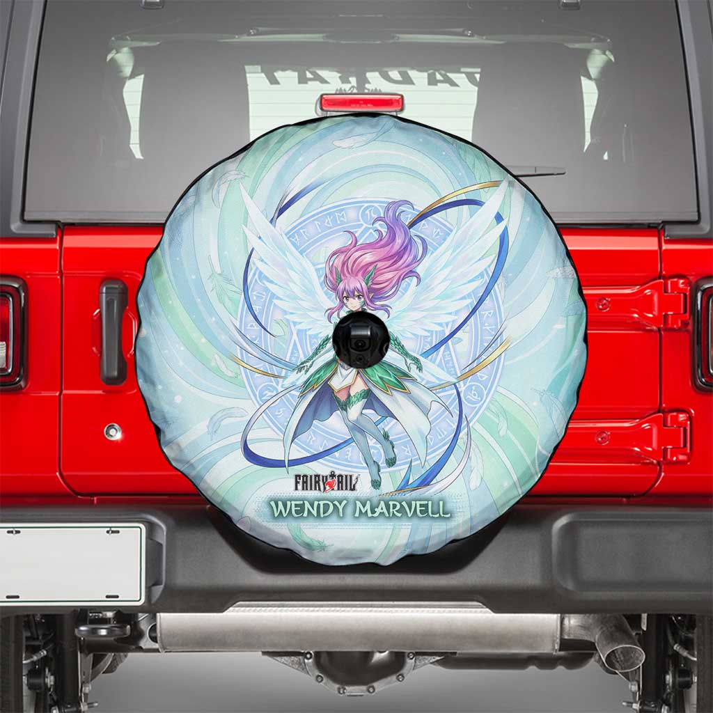 Wendy Marvell Fairy Tail Spare Tire Cover Sky Dragon Anime Style with Pastel Wind and Wing Motif