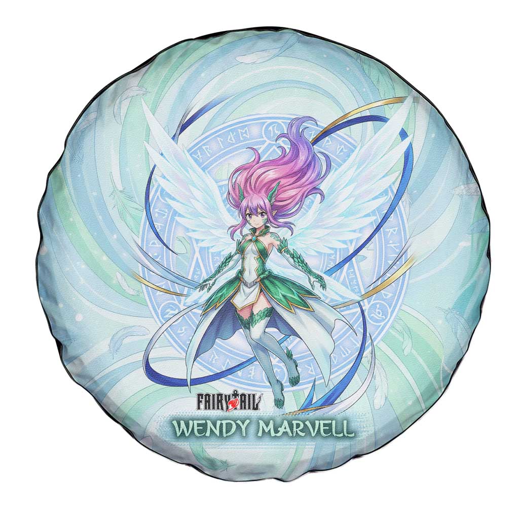 Wendy Marvell Fairy Tail Spare Tire Cover Sky Dragon Anime Style with Pastel Wind and Wing Motif