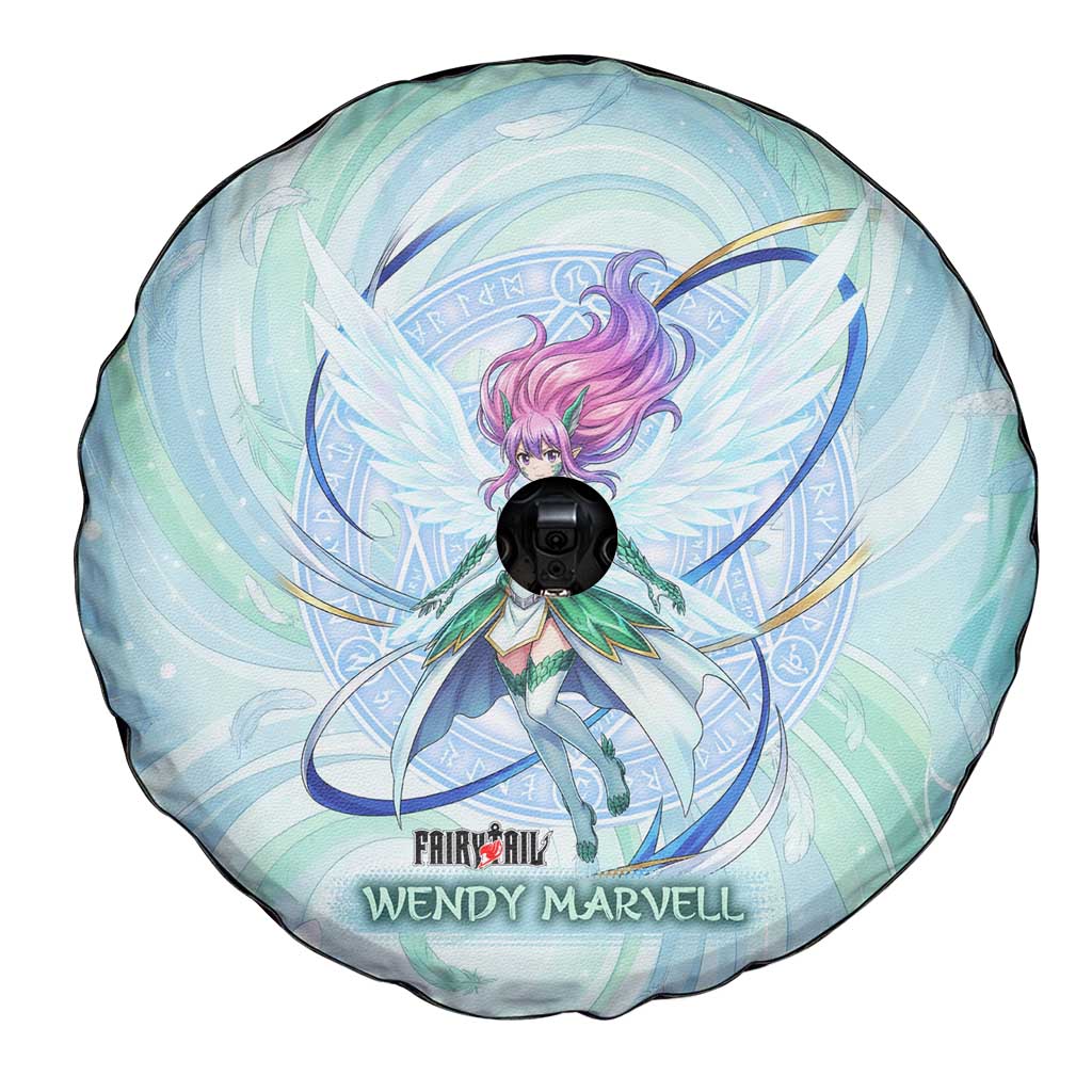 Wendy Marvell Fairy Tail Spare Tire Cover Sky Dragon Anime Style with Pastel Wind and Wing Motif