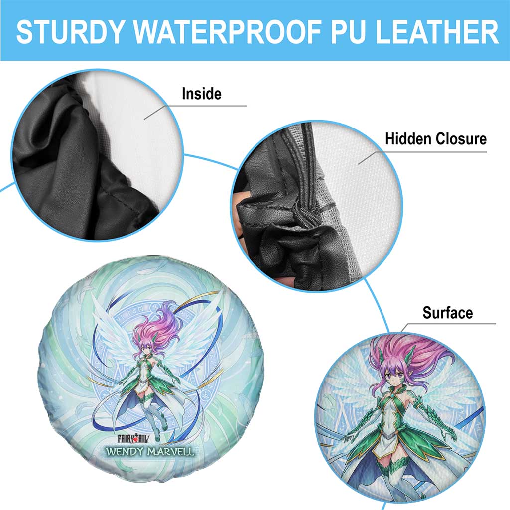 Wendy Marvell Fairy Tail Spare Tire Cover Sky Dragon Anime Style with Pastel Wind and Wing Motif