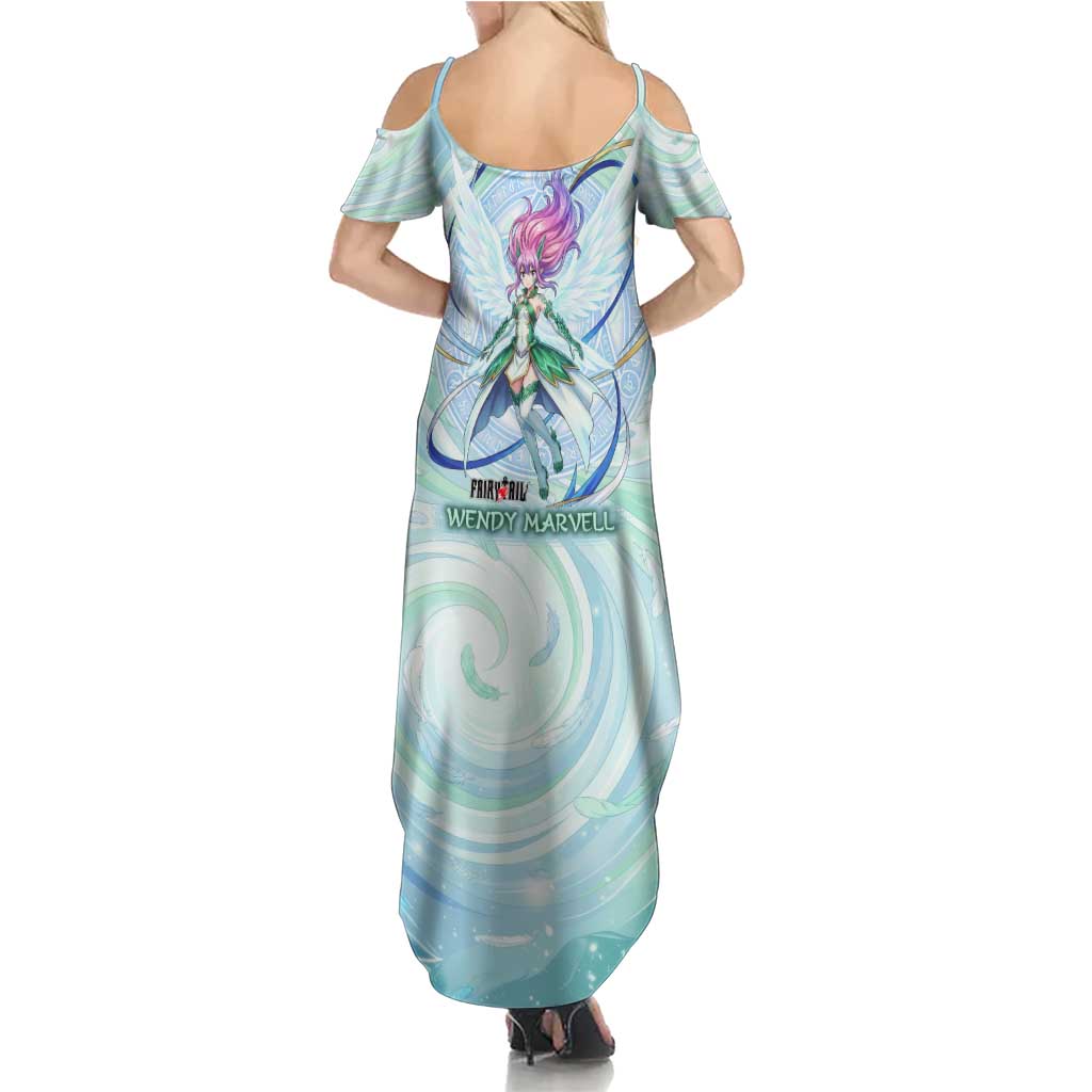 Wendy Marvell Fairy Tail Summer Maxi Dress Sky Dragon Anime Style with Pastel Wind and Wing Motif