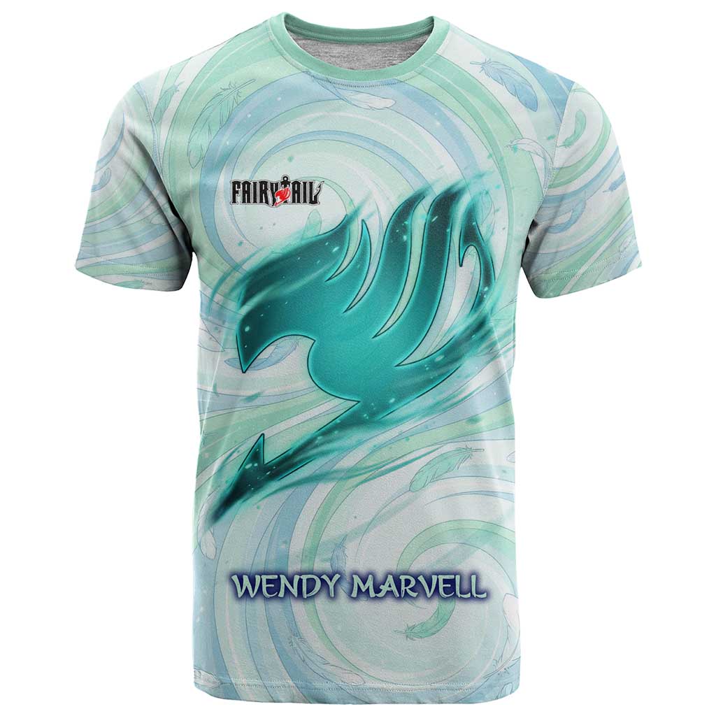 Wendy Marvell Fairy Tail T Shirt Sky Dragon Anime Style with Pastel Wind and Wing Motif