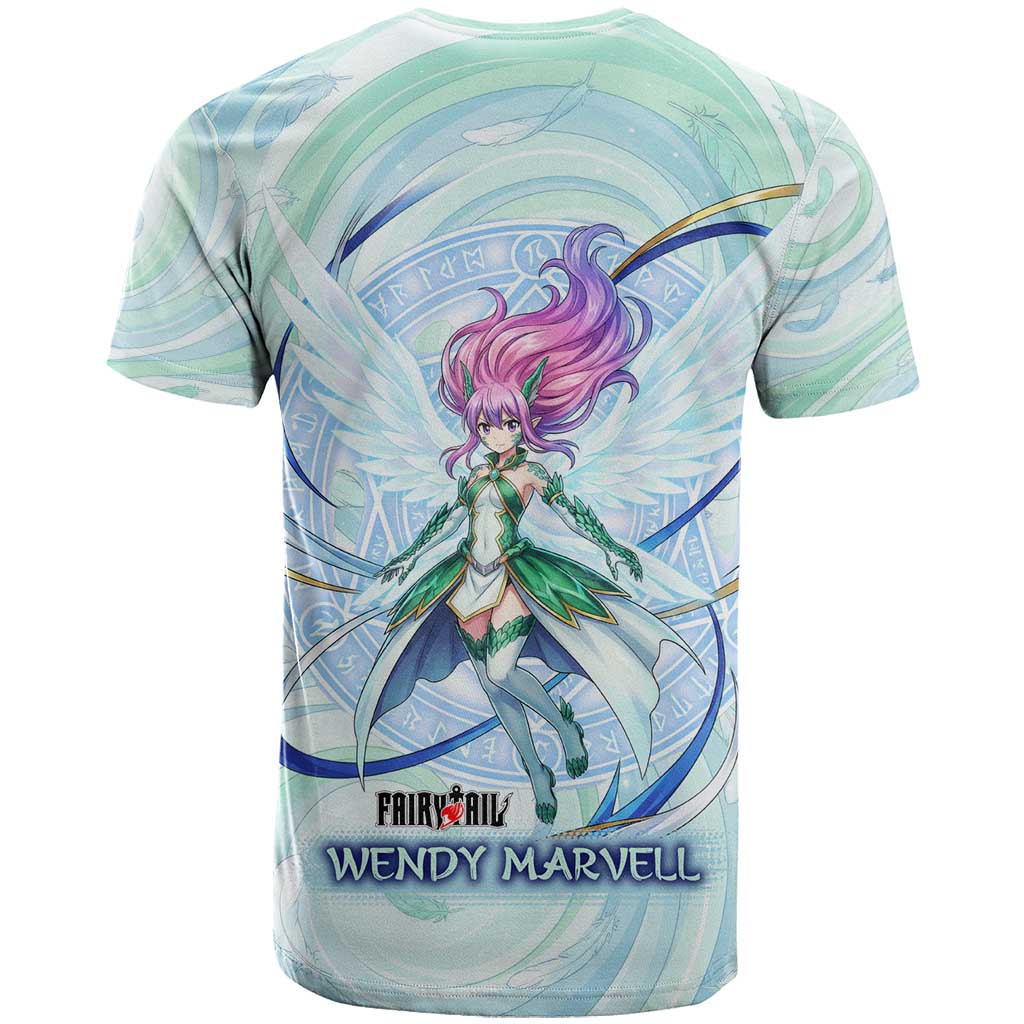 Wendy Marvell Fairy Tail T Shirt Sky Dragon Anime Style with Pastel Wind and Wing Motif