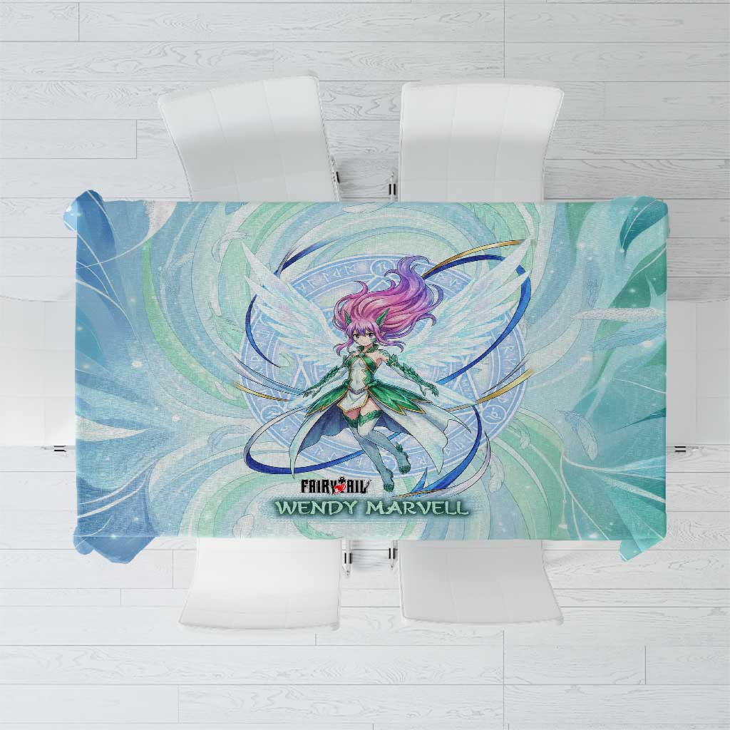 Wendy Marvell Fairy Tail Tablecloth Sky Dragon Anime Style with Pastel Wind and Wing Motif