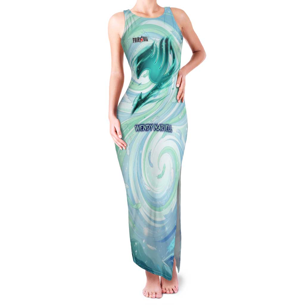 Wendy Marvell Fairy Tail Tank Maxi Dress Sky Dragon Anime Style with Pastel Wind and Wing Motif