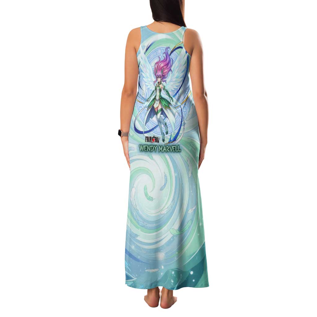 Wendy Marvell Fairy Tail Tank Maxi Dress Sky Dragon Anime Style with Pastel Wind and Wing Motif