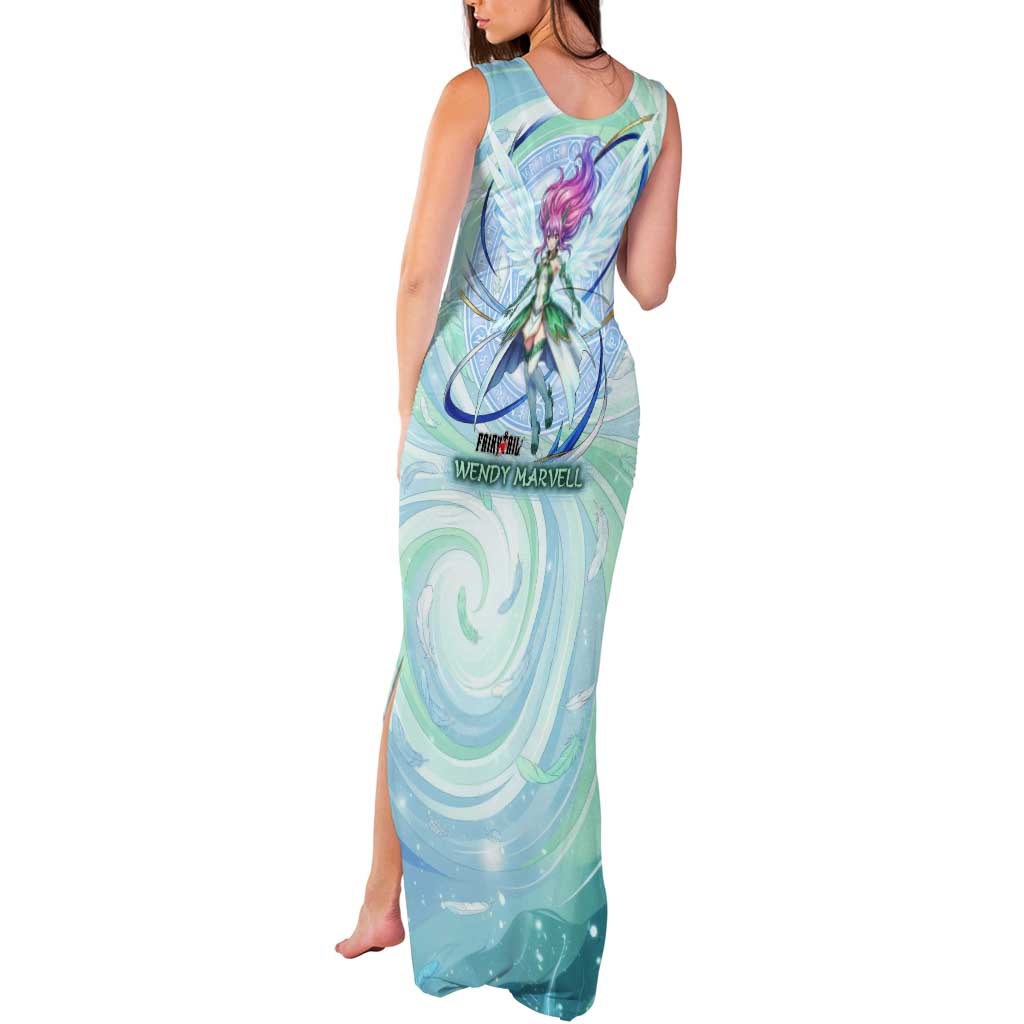 Wendy Marvell Fairy Tail Tank Maxi Dress Sky Dragon Anime Style with Pastel Wind and Wing Motif