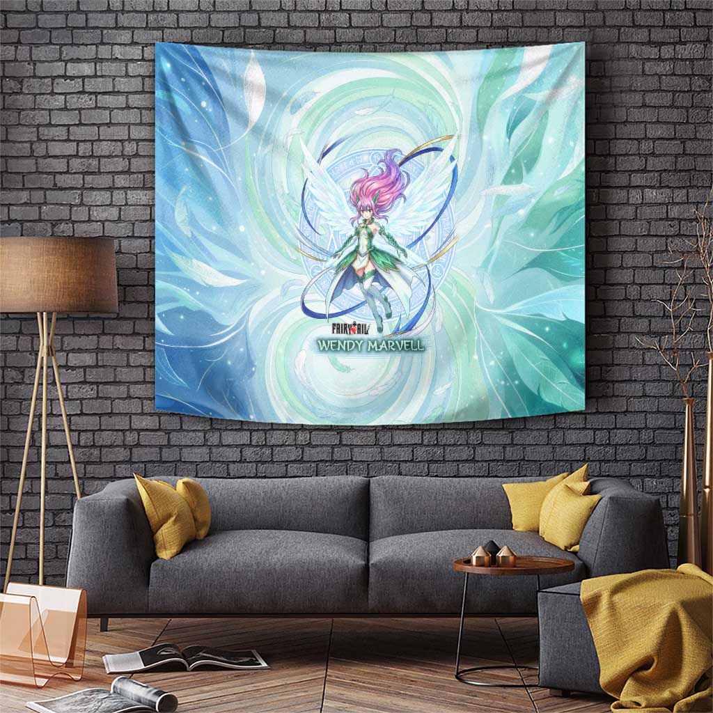 Wendy Marvell Fairy Tail Tapestry Sky Dragon Anime Style with Pastel Wind and Wing Motif