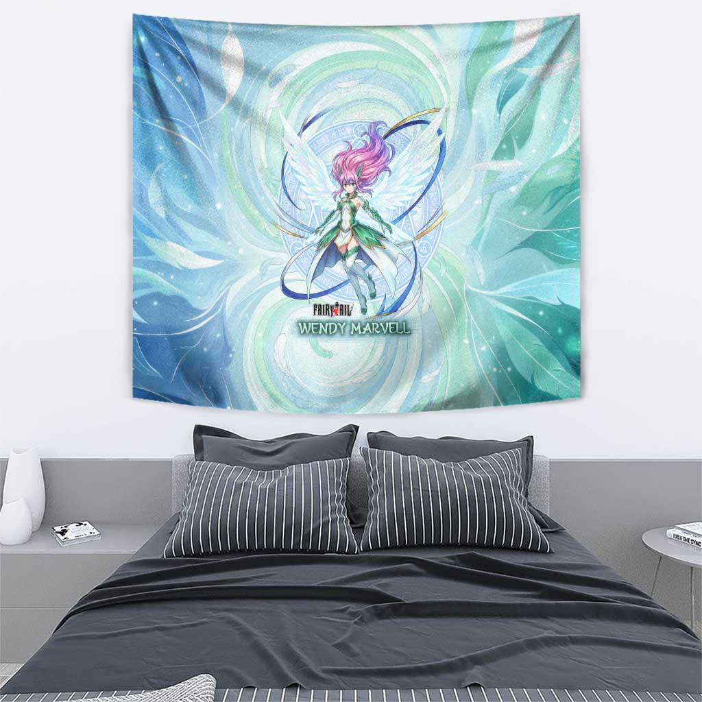 Wendy Marvell Fairy Tail Tapestry Sky Dragon Anime Style with Pastel Wind and Wing Motif