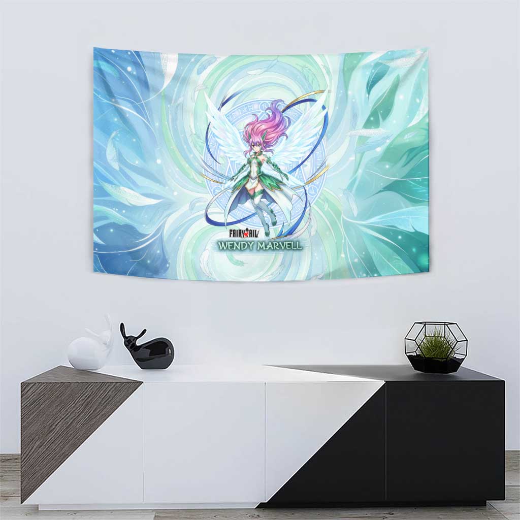 Wendy Marvell Fairy Tail Tapestry Sky Dragon Anime Style with Pastel Wind and Wing Motif