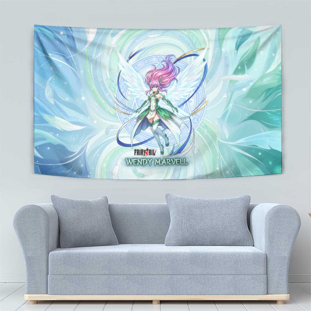 Wendy Marvell Fairy Tail Tapestry Sky Dragon Anime Style with Pastel Wind and Wing Motif