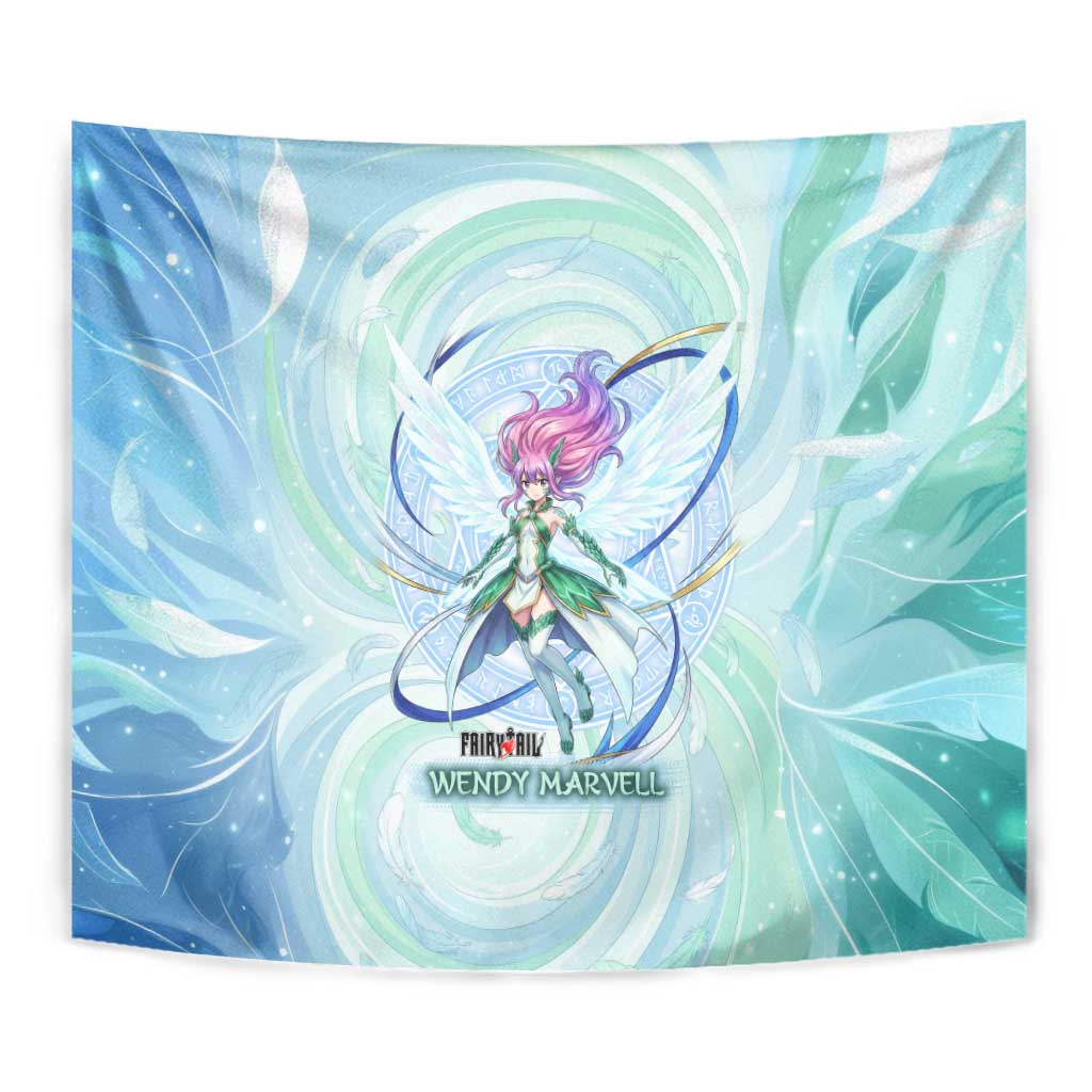 Wendy Marvell Fairy Tail Tapestry Sky Dragon Anime Style with Pastel Wind and Wing Motif