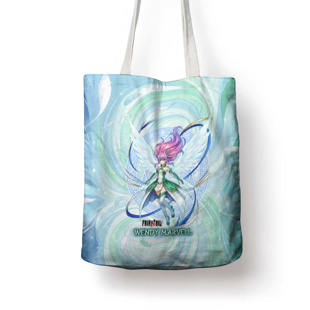 Wendy Marvell Fairy Tail Tote Bag Sky Dragon Anime Style with Pastel Wind and Wing Motif