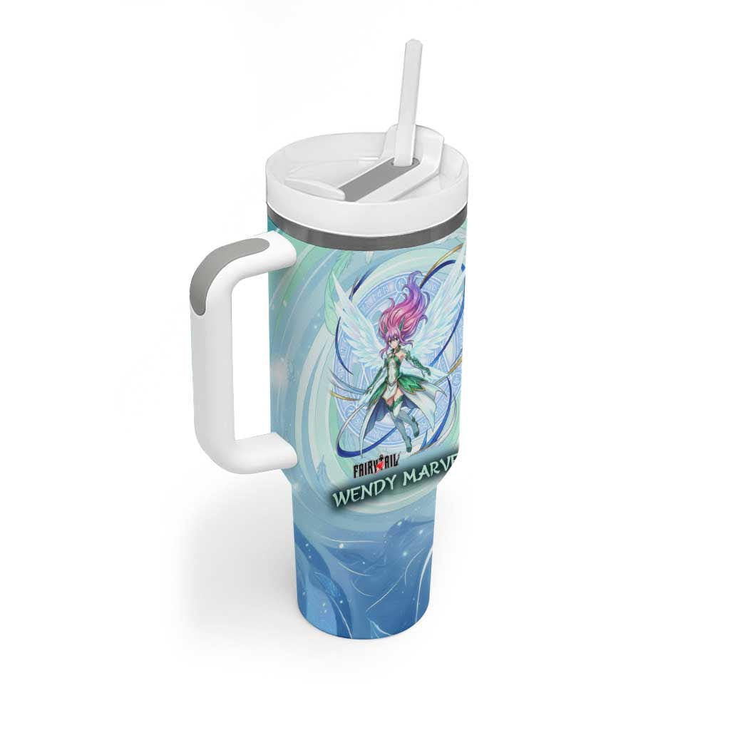 Wendy Marvell Fairy Tail Tumbler With Handle Sky Dragon Anime Style with Pastel Wind and Wing Motif