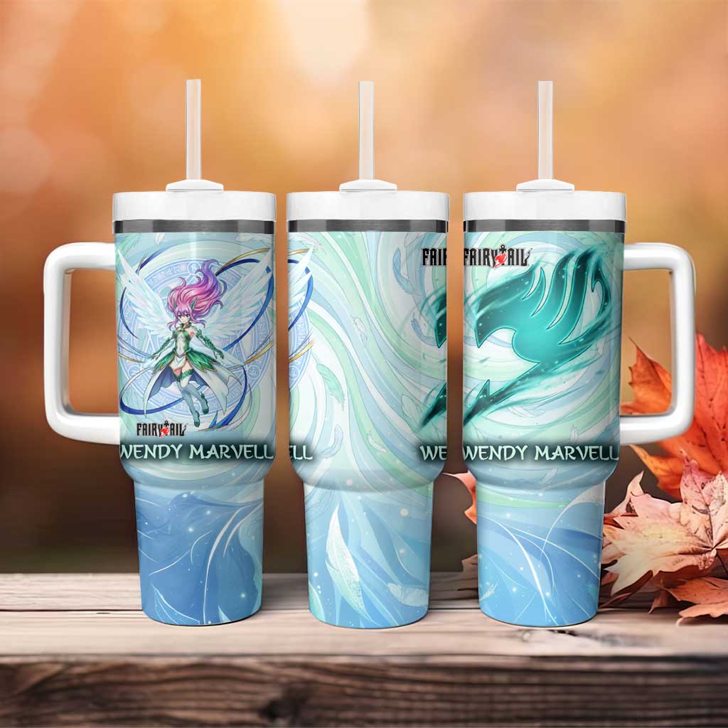Wendy Marvell Fairy Tail Tumbler With Handle Sky Dragon Anime Style with Pastel Wind and Wing Motif