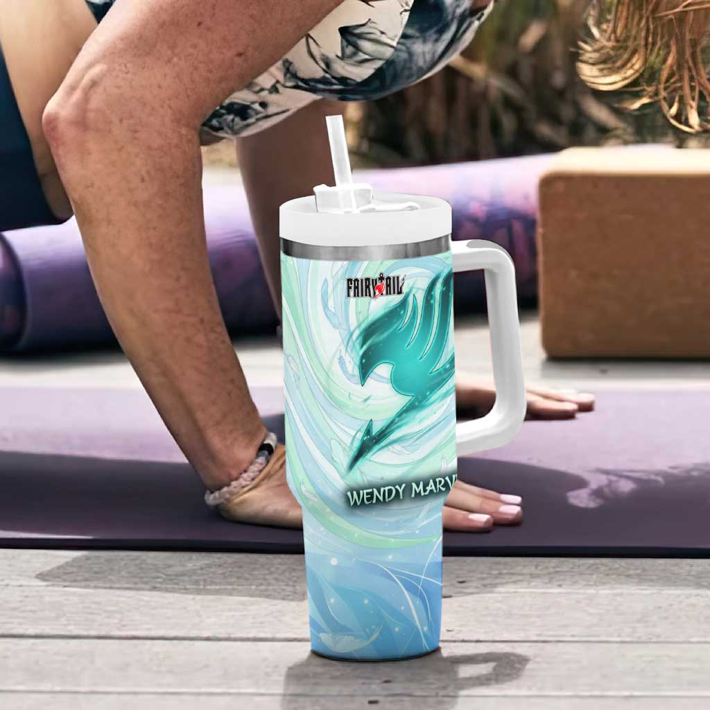 Wendy Marvell Fairy Tail Tumbler With Handle Sky Dragon Anime Style with Pastel Wind and Wing Motif