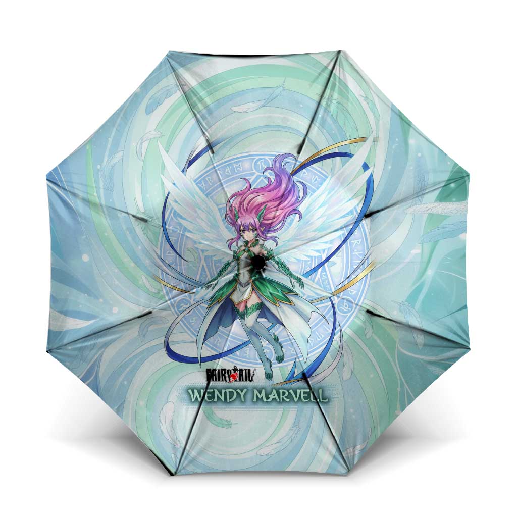 Wendy Marvell Fairy Tail Umbrella Sky Dragon Anime Style with Pastel Wind and Wing Motif