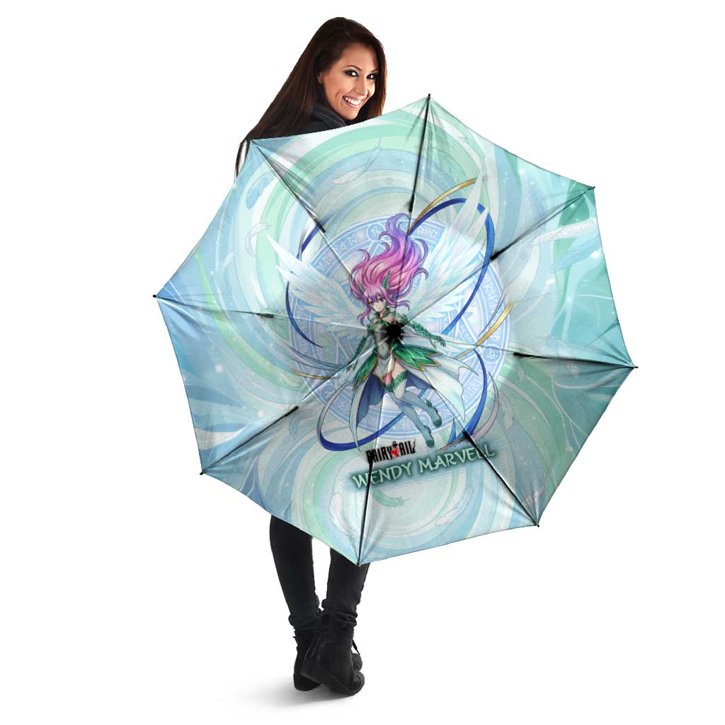 Wendy Marvell Fairy Tail Umbrella Sky Dragon Anime Style with Pastel Wind and Wing Motif