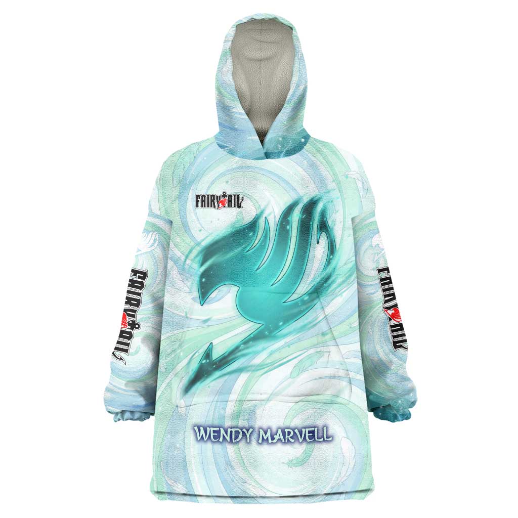 Wendy Marvell Fairy Tail Wearable Blanket Hoodie Sky Dragon Anime Style with Pastel Wind and Wing Motif