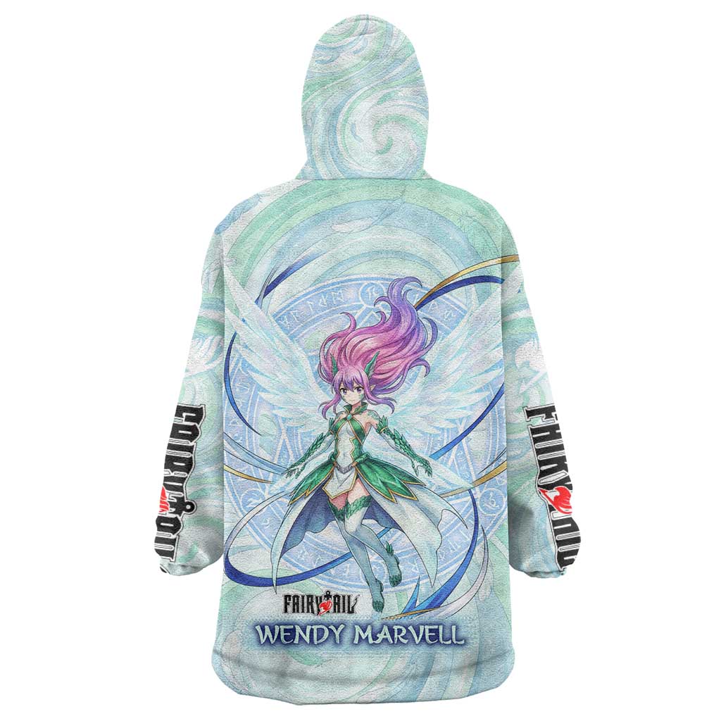 Wendy Marvell Fairy Tail Wearable Blanket Hoodie Sky Dragon Anime Style with Pastel Wind and Wing Motif
