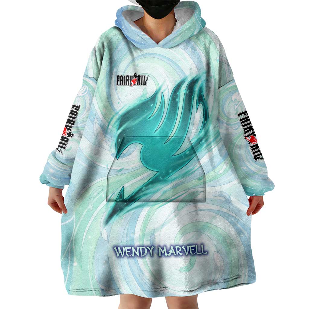 Wendy Marvell Fairy Tail Wearable Blanket Hoodie Sky Dragon Anime Style with Pastel Wind and Wing Motif