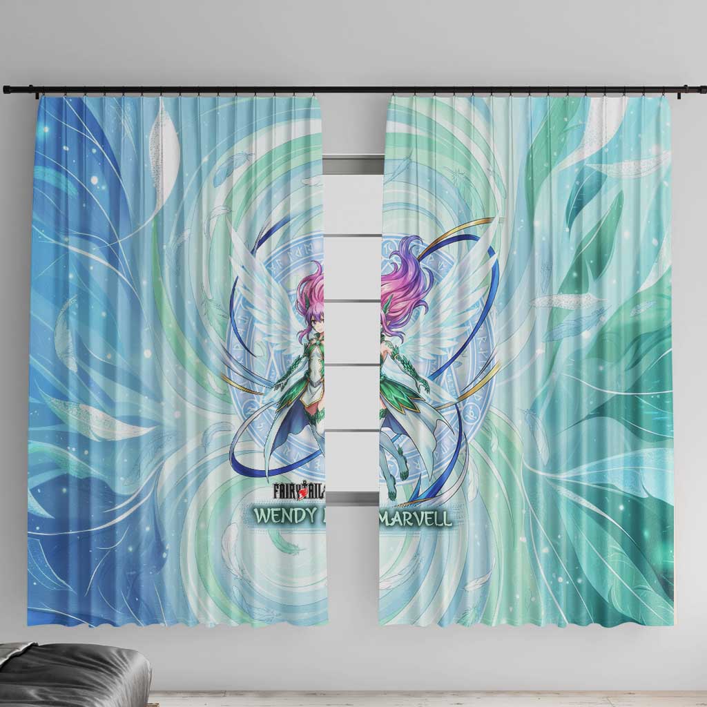 Wendy Marvell Fairy Tail Window Curtain Sky Dragon Anime Style with Pastel Wind and Wing Motif