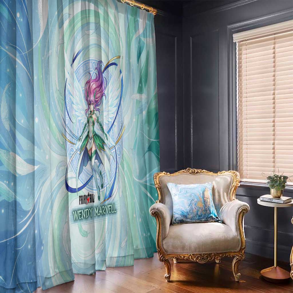 Wendy Marvell Fairy Tail Window Curtain Sky Dragon Anime Style with Pastel Wind and Wing Motif