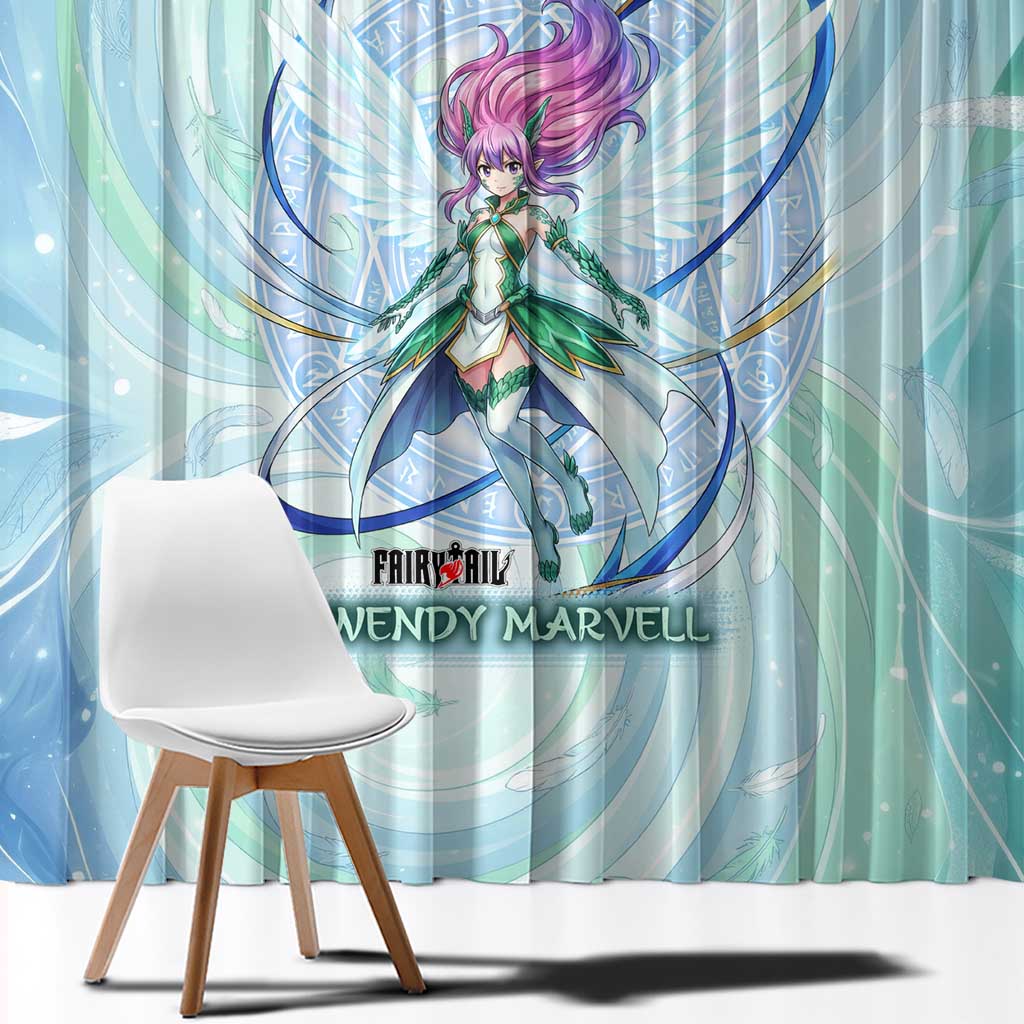 Wendy Marvell Fairy Tail Window Curtain Sky Dragon Anime Style with Pastel Wind and Wing Motif
