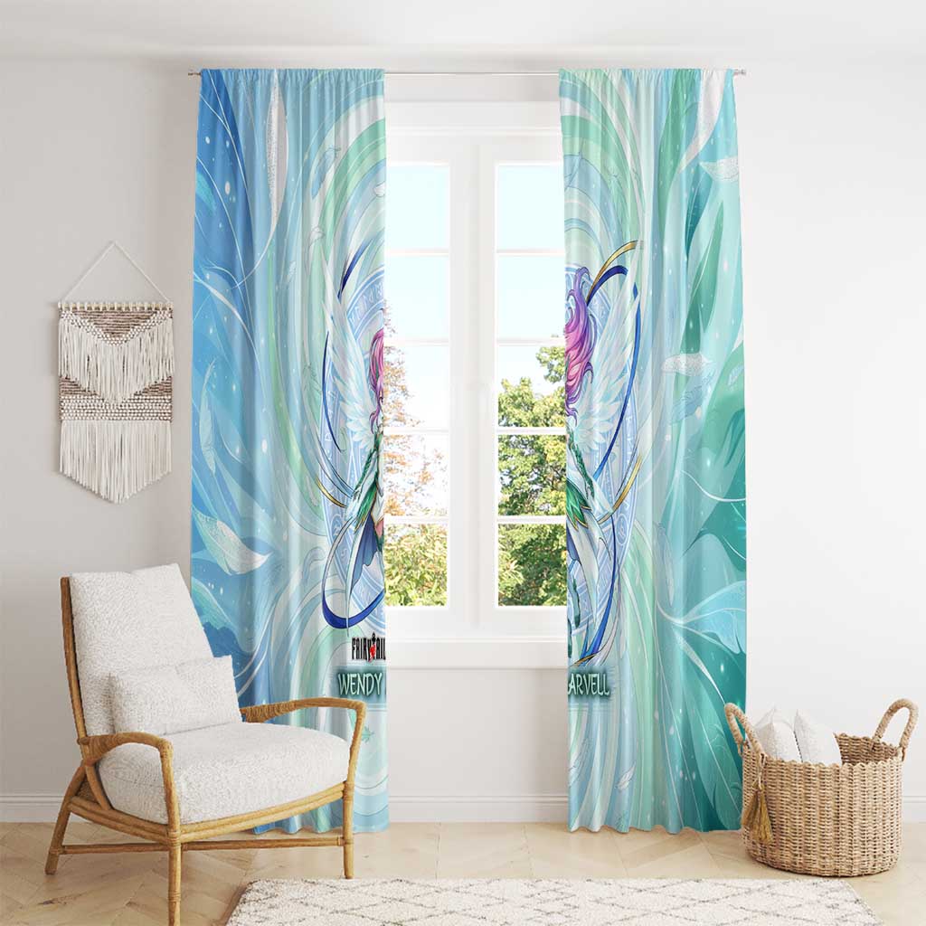 Wendy Marvell Fairy Tail Window Curtain Sky Dragon Anime Style with Pastel Wind and Wing Motif