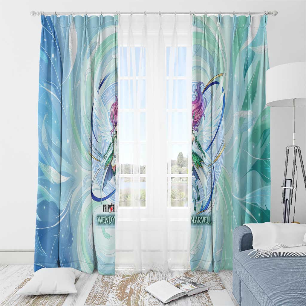Wendy Marvell Fairy Tail Window Curtain Sky Dragon Anime Style with Pastel Wind and Wing Motif