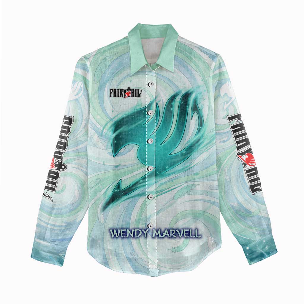 Wendy Marvell Fairy Tail Women Casual Shirt Sky Dragon Anime Style with Pastel Wind and Wing Motif