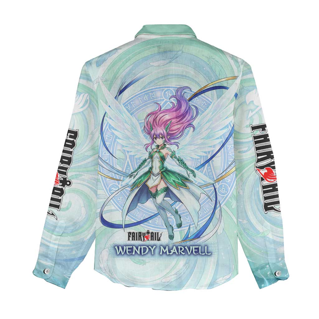 Wendy Marvell Fairy Tail Women Casual Shirt Sky Dragon Anime Style with Pastel Wind and Wing Motif