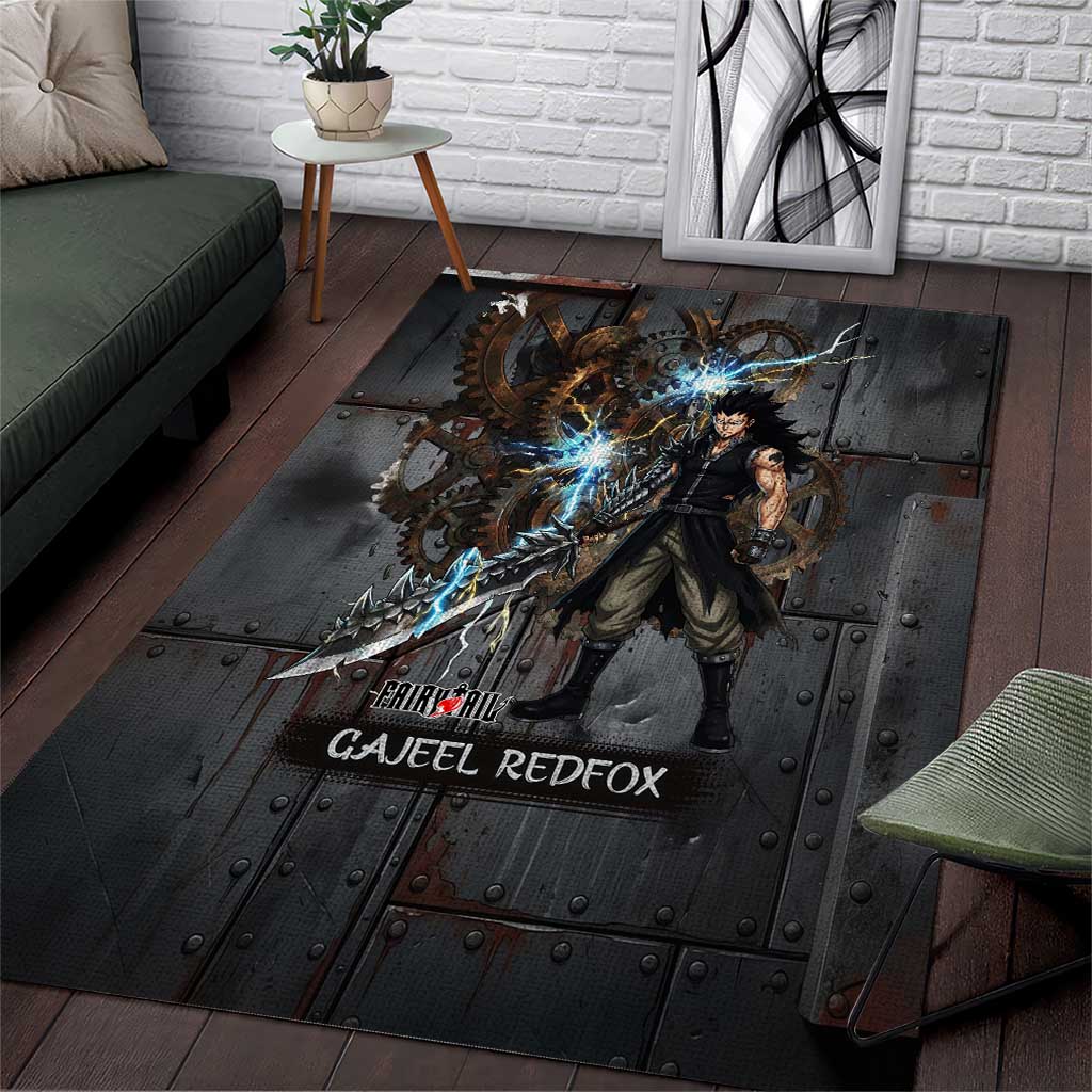 Gajeel Redfox Fairy Tail Area Rug Industrial Steampunk Anime Style with Iron Dragon Elements