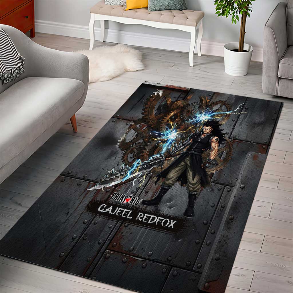 Gajeel Redfox Fairy Tail Area Rug Industrial Steampunk Anime Style with Iron Dragon Elements