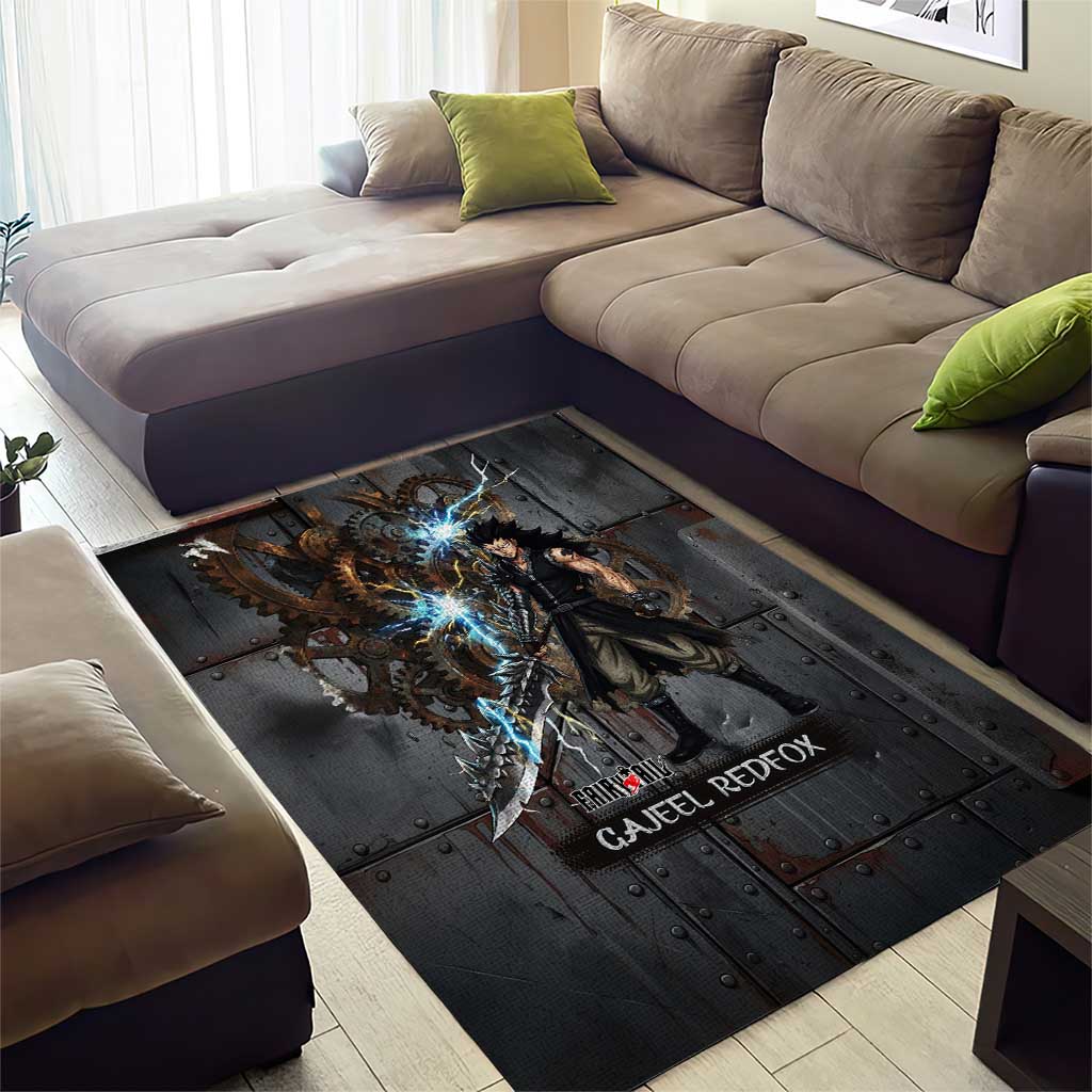 Gajeel Redfox Fairy Tail Area Rug Industrial Steampunk Anime Style with Iron Dragon Elements