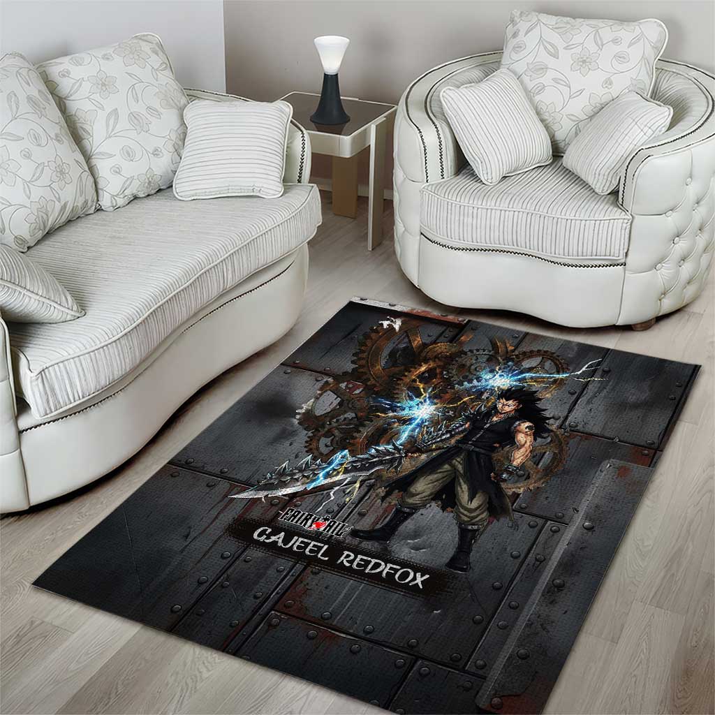 Gajeel Redfox Fairy Tail Area Rug Industrial Steampunk Anime Style with Iron Dragon Elements