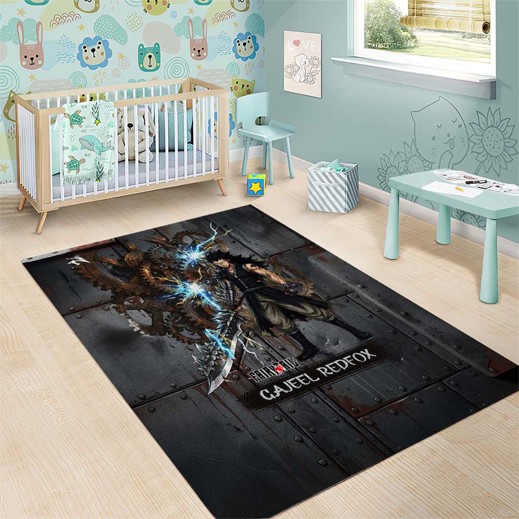 Gajeel Redfox Fairy Tail Area Rug Industrial Steampunk Anime Style with Iron Dragon Elements