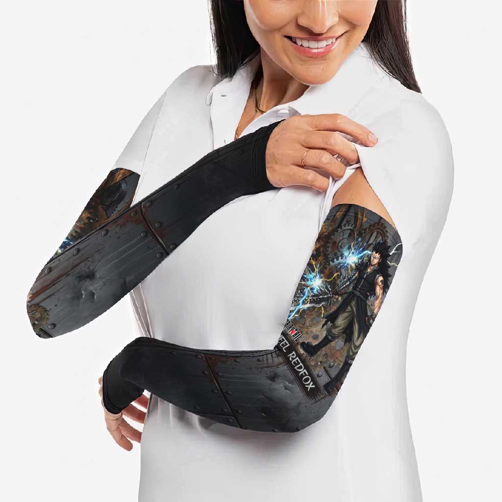 Gajeel Redfox Fairy Tail Arm Sleeves Industrial Steampunk Anime Style with Iron Dragon Elements
