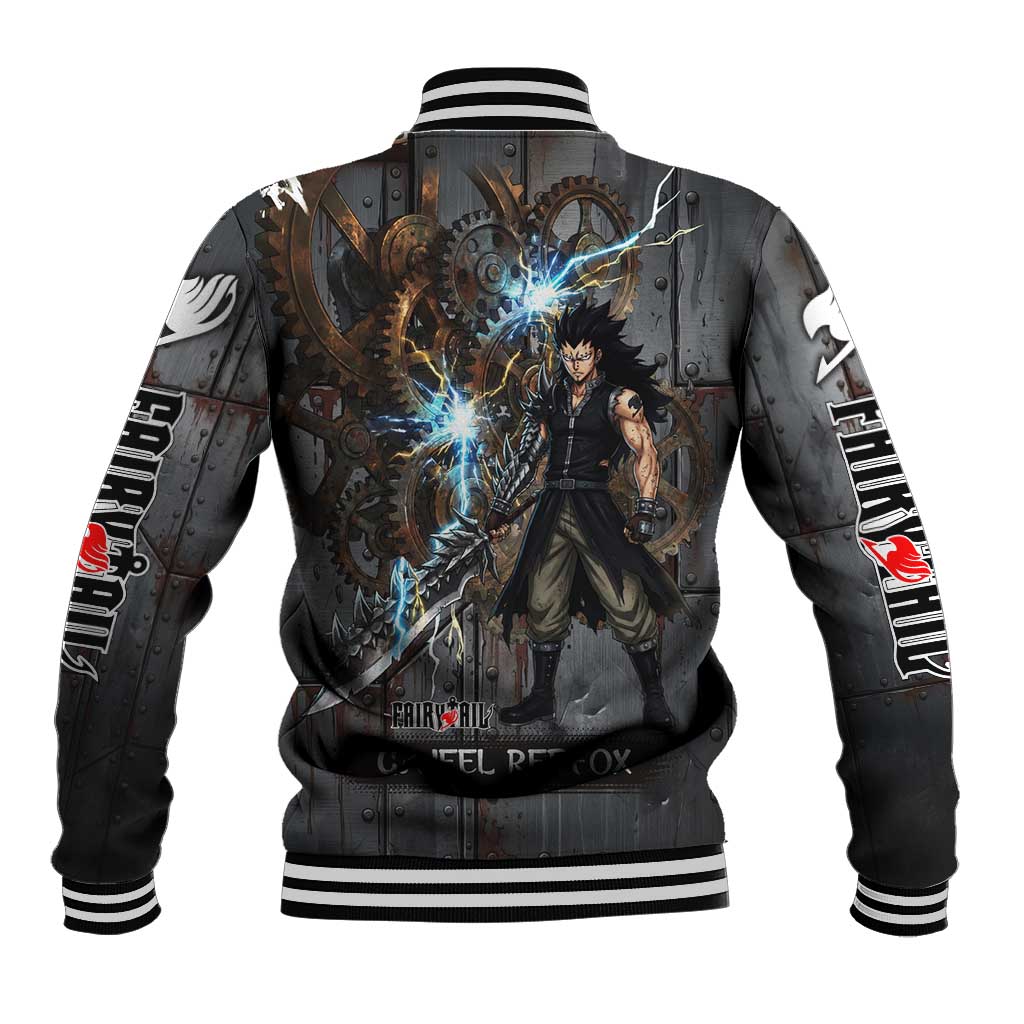 Gajeel Redfox Fairy Tail Baseball Jacket Industrial Steampunk Anime Style with Iron Dragon Elements
