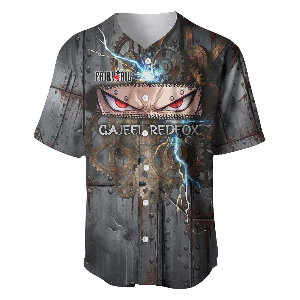 Gajeel Redfox Fairy Tail Baseball Jersey Industrial Steampunk Anime Style with Iron Dragon Elements