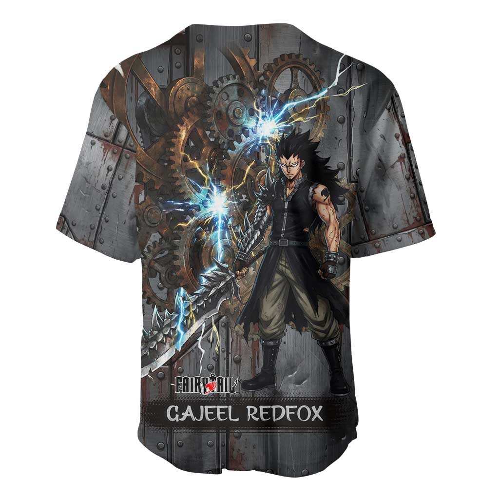 Gajeel Redfox Fairy Tail Baseball Jersey Industrial Steampunk Anime Style with Iron Dragon Elements