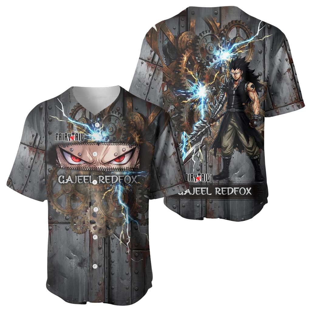 Gajeel Redfox Fairy Tail Baseball Jersey Industrial Steampunk Anime Style with Iron Dragon Elements