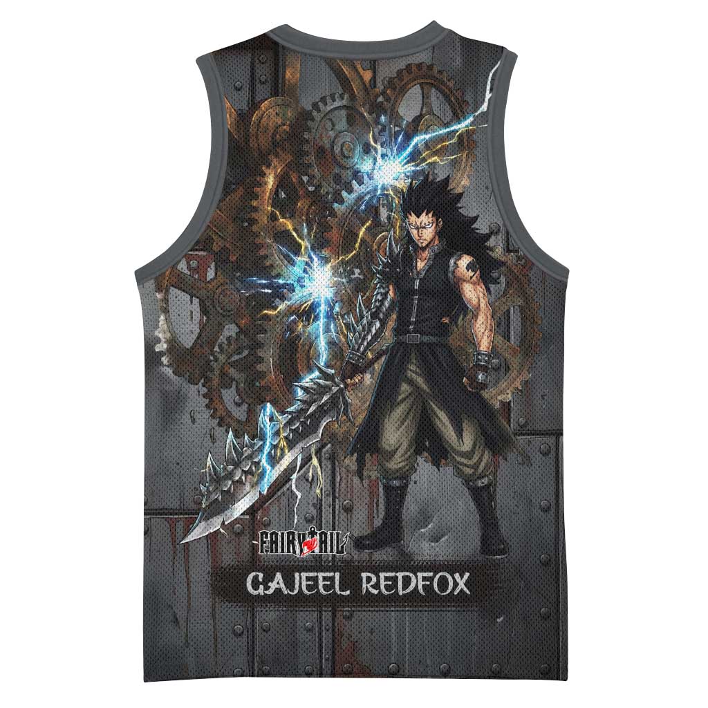 Gajeel Redfox Fairy Tail Basketball Jersey Industrial Steampunk Anime Style with Iron Dragon Elements