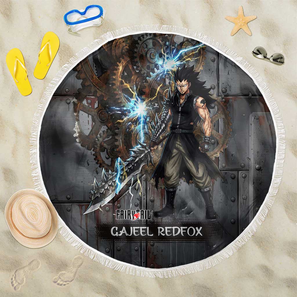 Gajeel Redfox Fairy Tail Beach Blanket Industrial Steampunk Anime Style with Iron Dragon Elements