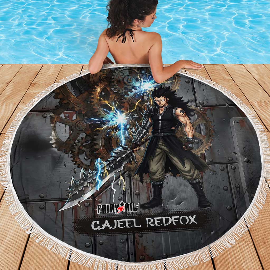 Gajeel Redfox Fairy Tail Beach Blanket Industrial Steampunk Anime Style with Iron Dragon Elements